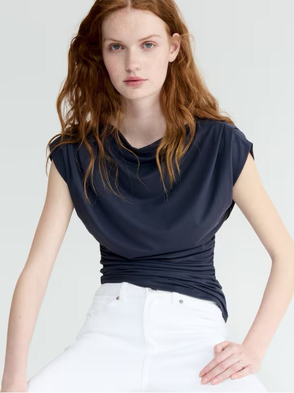 H&M DRAPED BOAT-NECK TOP